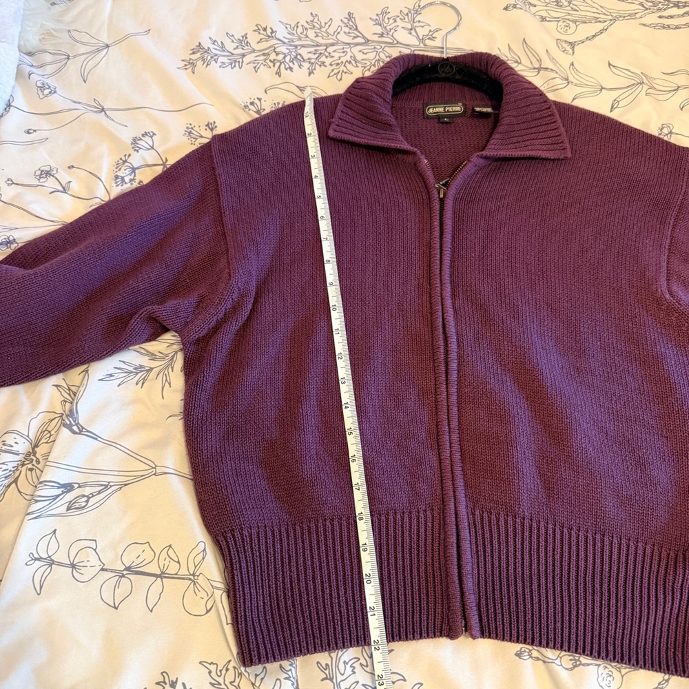 JEANNE PIERRE Women's Zip-Up Sweater in Rich Burgundy - Picture 9 of 10